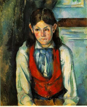  rouge Tableaux - Garçon dans un gilet rouge 4 Paul Cézanne